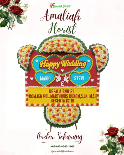 Karangan Papan Bunga Pernikahan di Kalierang